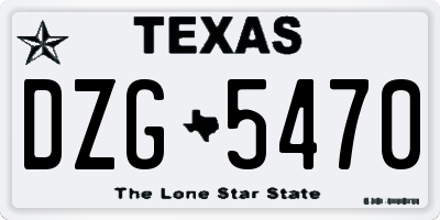 TX license plate DZG5470