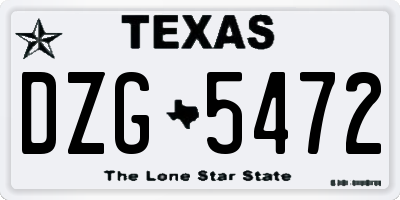TX license plate DZG5472