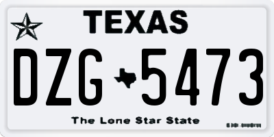 TX license plate DZG5473