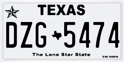 TX license plate DZG5474