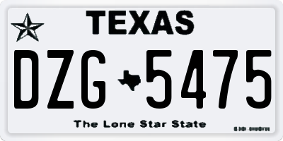 TX license plate DZG5475