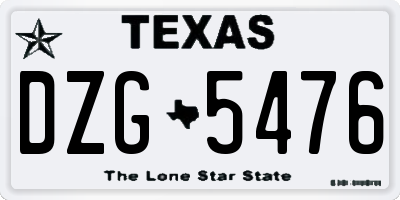 TX license plate DZG5476
