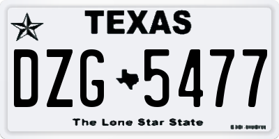TX license plate DZG5477