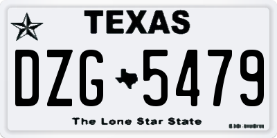 TX license plate DZG5479