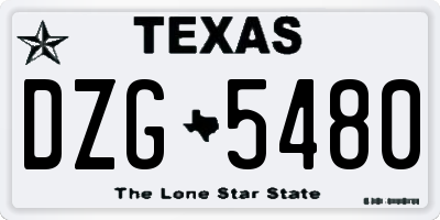 TX license plate DZG5480