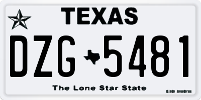 TX license plate DZG5481