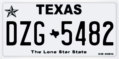 TX license plate DZG5482
