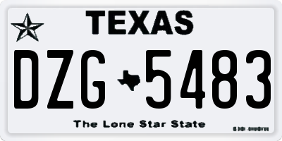 TX license plate DZG5483