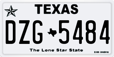 TX license plate DZG5484