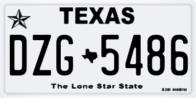 TX license plate DZG5486