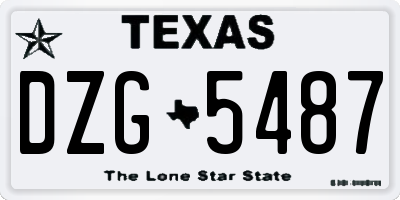 TX license plate DZG5487