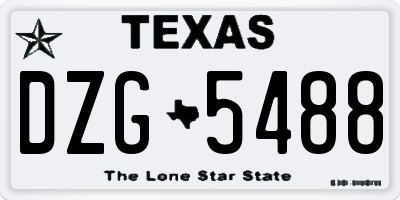 TX license plate DZG5488