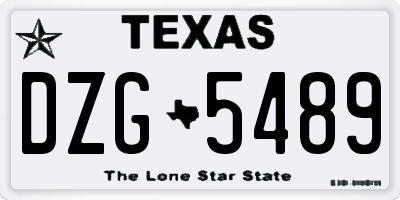 TX license plate DZG5489
