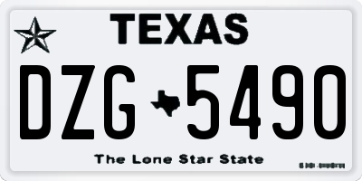 TX license plate DZG5490