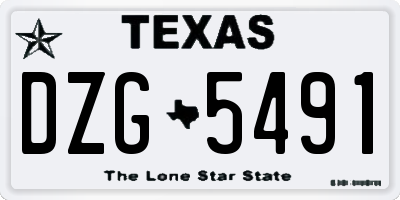 TX license plate DZG5491