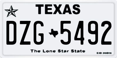 TX license plate DZG5492