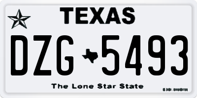 TX license plate DZG5493