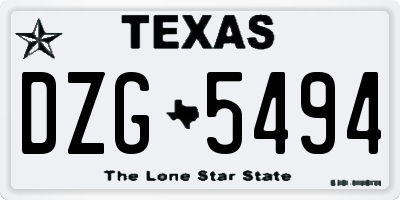 TX license plate DZG5494