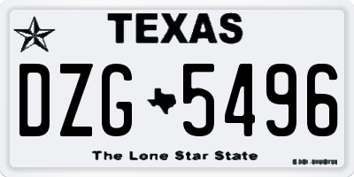 TX license plate DZG5496