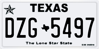 TX license plate DZG5497