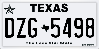 TX license plate DZG5498