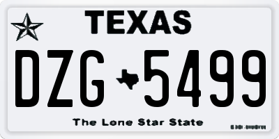 TX license plate DZG5499