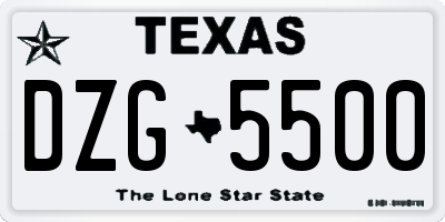 TX license plate DZG5500