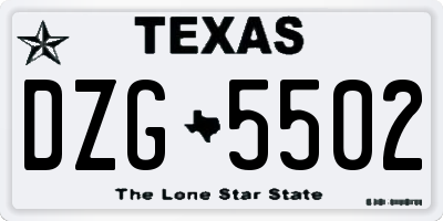 TX license plate DZG5502
