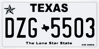 TX license plate DZG5503