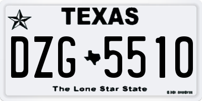 TX license plate DZG5510