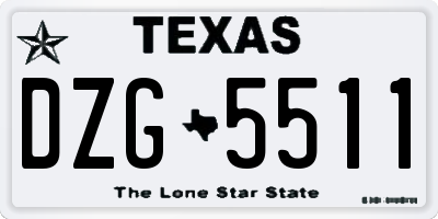 TX license plate DZG5511