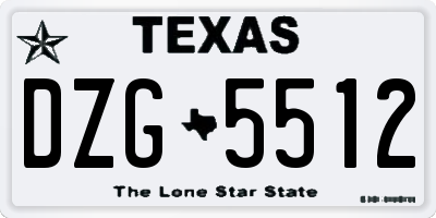 TX license plate DZG5512