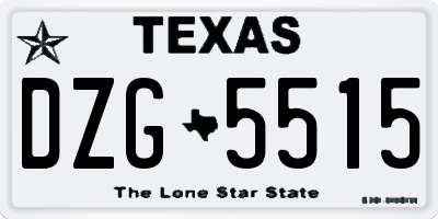 TX license plate DZG5515