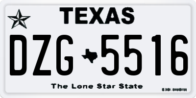 TX license plate DZG5516