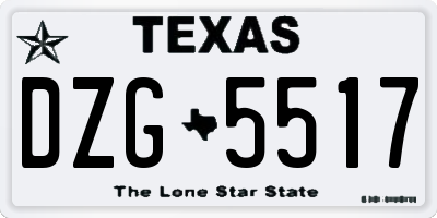 TX license plate DZG5517