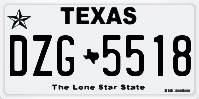 TX license plate DZG5518