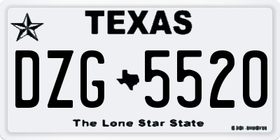 TX license plate DZG5520