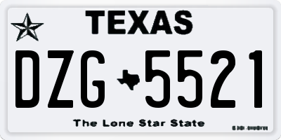 TX license plate DZG5521
