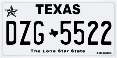 TX license plate DZG5522