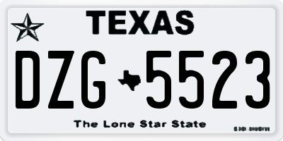 TX license plate DZG5523