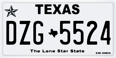 TX license plate DZG5524