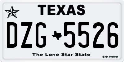 TX license plate DZG5526