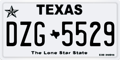 TX license plate DZG5529