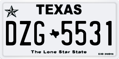TX license plate DZG5531