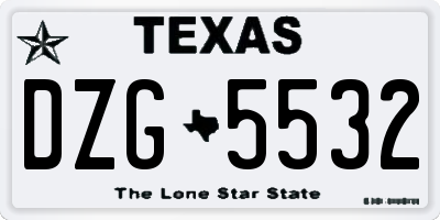 TX license plate DZG5532