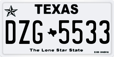 TX license plate DZG5533