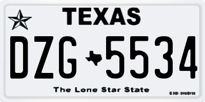 TX license plate DZG5534