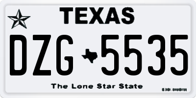TX license plate DZG5535