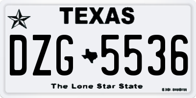 TX license plate DZG5536