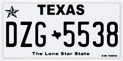 TX license plate DZG5538